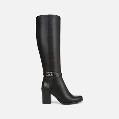 Riding Boots Black Leather Wide Calf Knee High Boots Sam Edelman