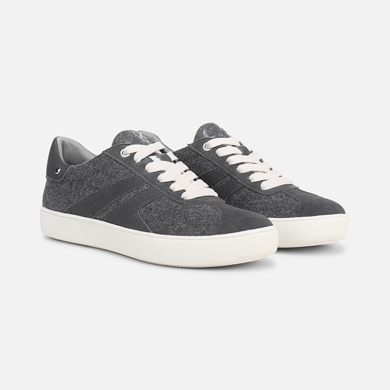 Naturalizer Medina Lace Up Sneaker Shoes, Hazy Grey Fabric/suede Leather, 6.5W Round Toe