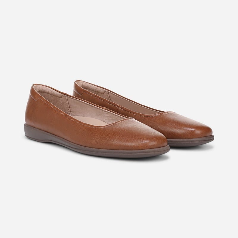 Naturalizer Soft Flex Ballet Flat Shoes, English Tea Faux Leather, 8.0M Slip-On Fit
