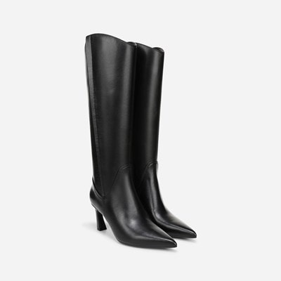 naturalizerブラックレザーブーツ 中ヒール Women's Black Boots | Naturalizer
