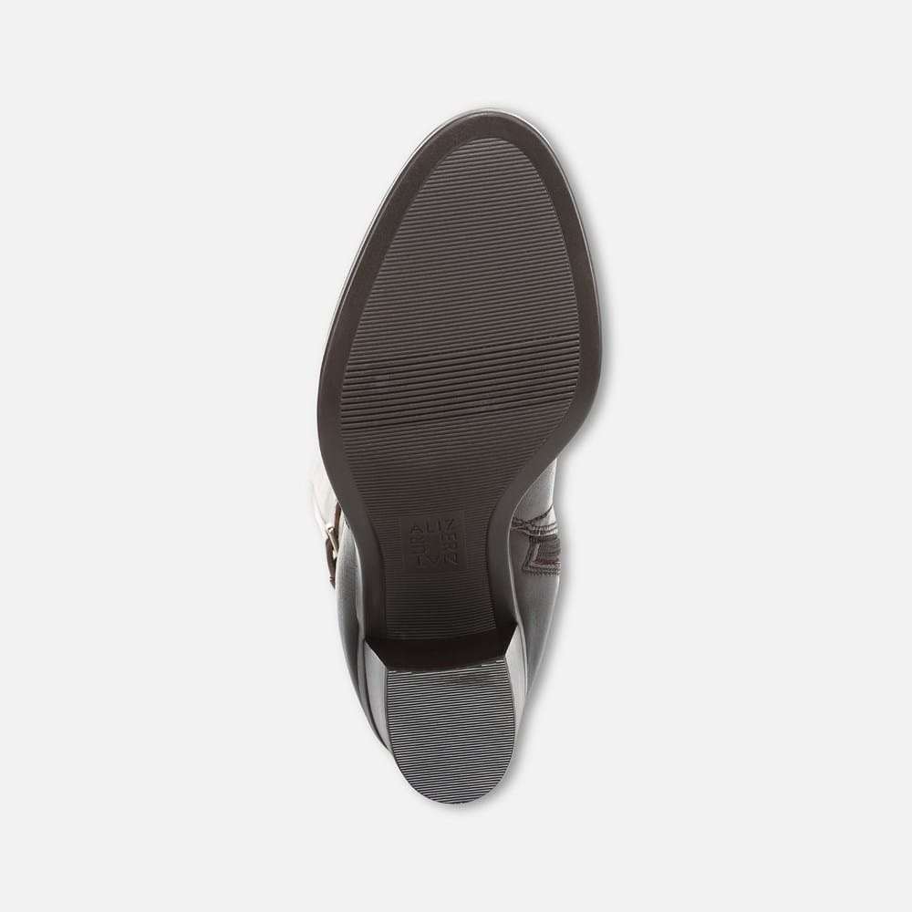 black puffy dress long Calf fitting boots in black patent leather- Lux