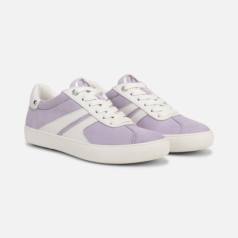 Naturalizer Medina Lace Up Sneaker Shoes, Lilac Suede/white Leather, 6.5M Round Toe