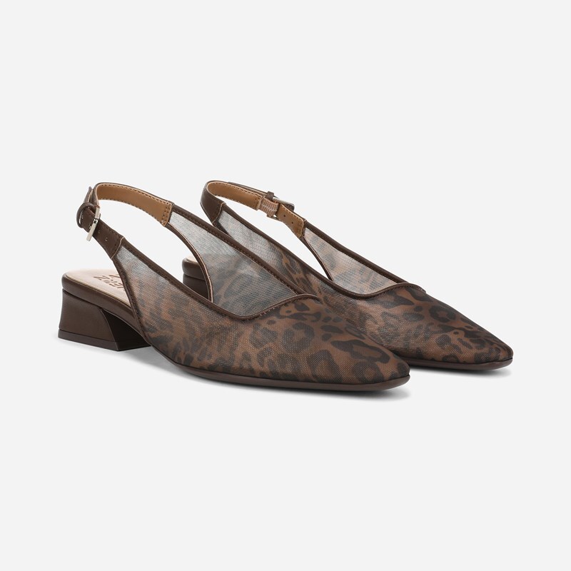 Naturalizer Ginger Slingback Shoes, Leopard Print Mesh, 9.5M Block Heels, Strap