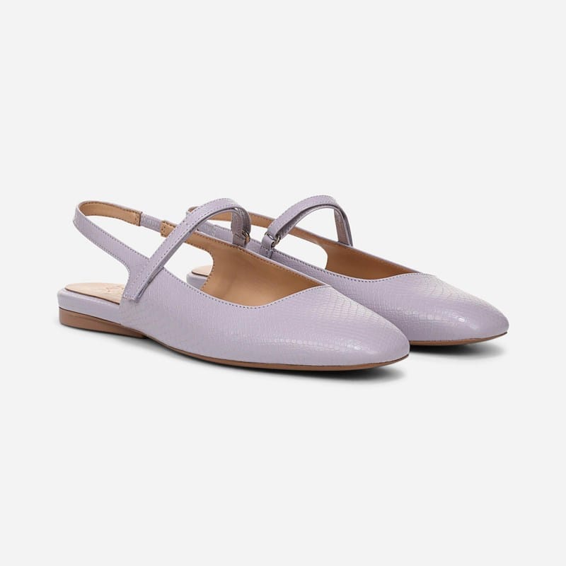 Naturalizer Connie Mary Jane Slingback Flat Shoes, Helio Lilac Snake Faux Leather, 8.5W Strap