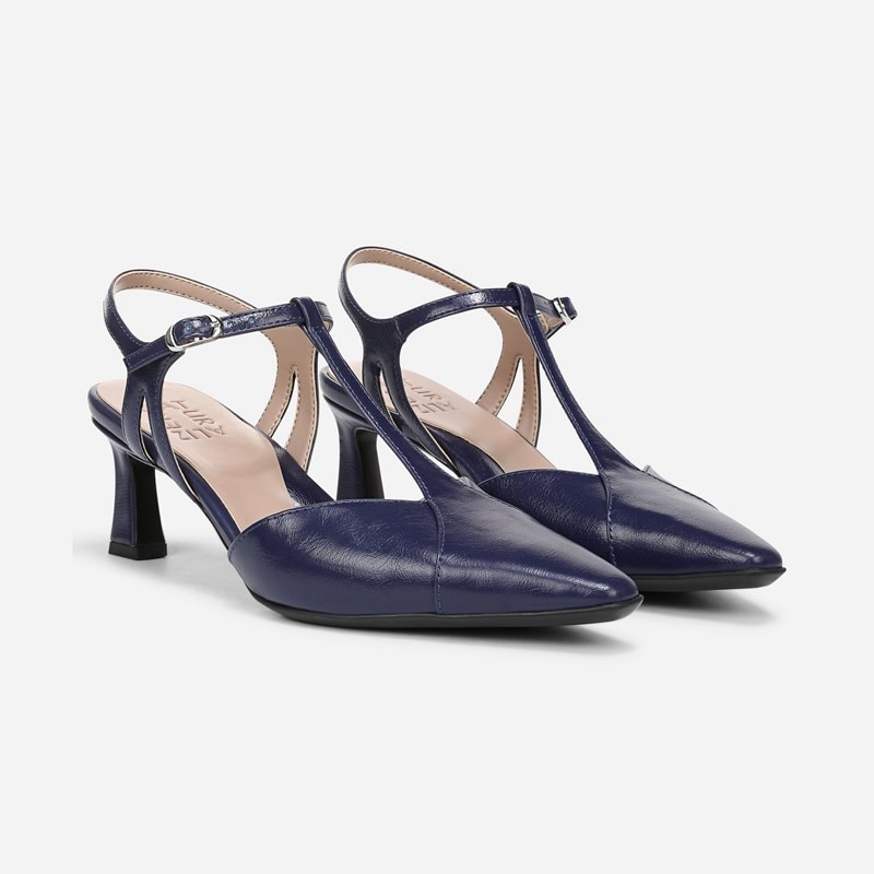 Naturalizer Torin Slingback Dress Shoe Shoes, Blue Faux Leather, 7.0M Pointed Toe, Strap