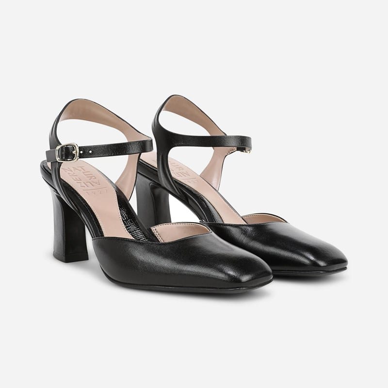 Naturalizer Frankie Dress Shoes, Black Leather, 10.0W Ankle Strap