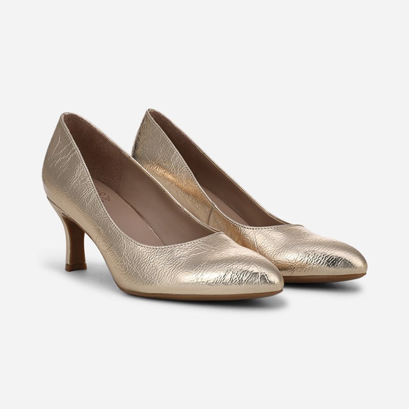 Naturalizer Flora Pump Shoes, Champagne Faux Leather, 7.0M Slip-On Fit