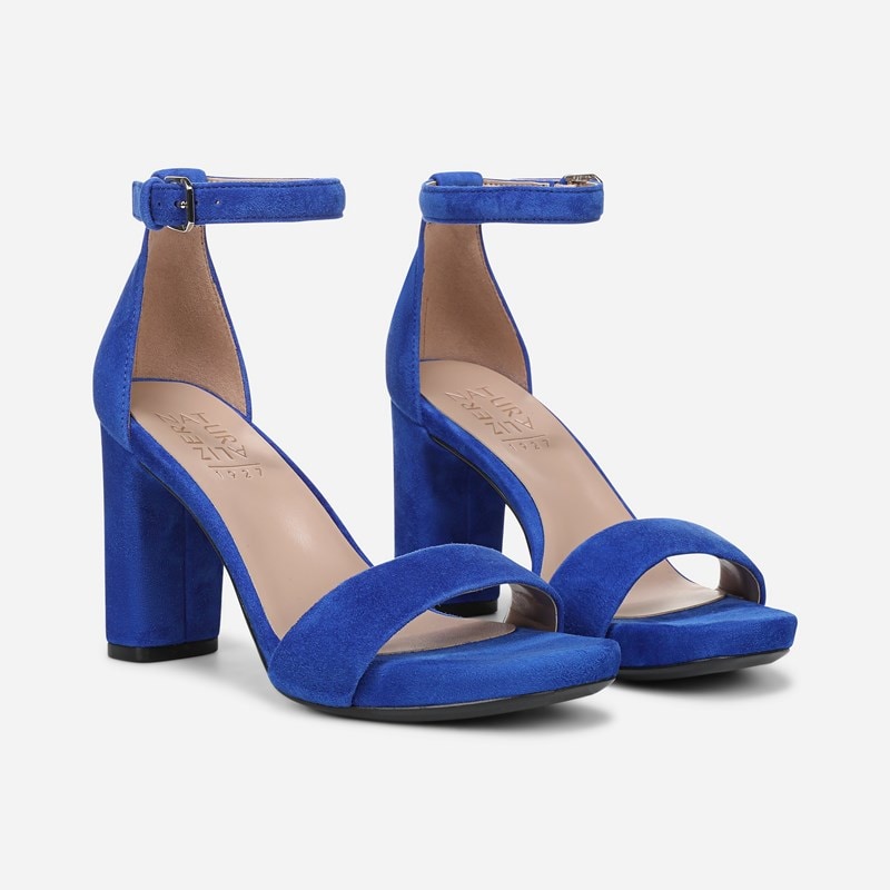Naturalizer Joy Dress Sandals, Photon Blue Suede Leather, 8.5M Platform Pumps, Block Heels