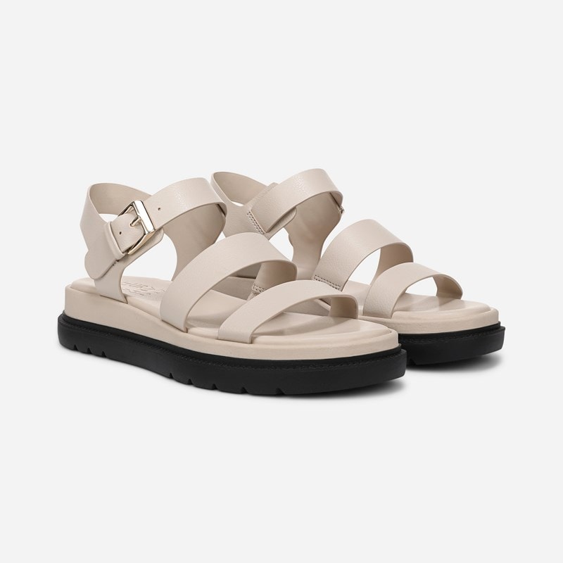 Naturalizer Avenue Platform Sandals, Ivory Beige Faux Leather, 8.5M Strappy Style, Open Toe