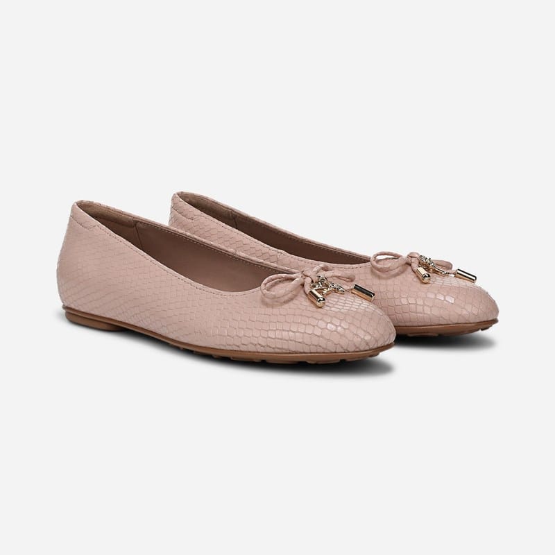 Naturalizer Ashlyn Ballet Flat Shoes, Cameo Blush Pink Leather, 8.0W Slip-On Fit, Round Toe