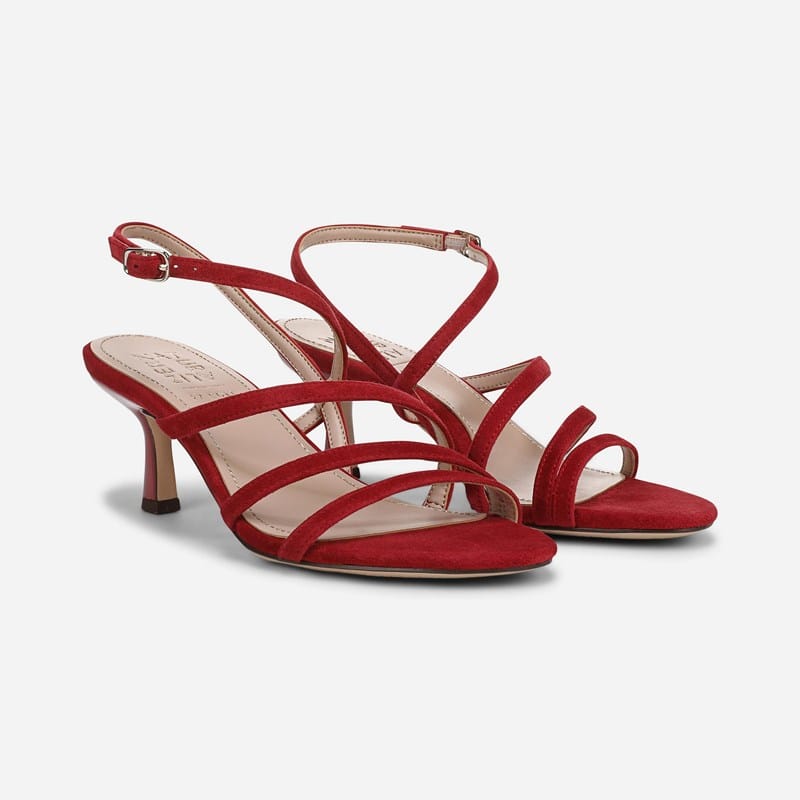 27 EDIT Tiffi Slingback Dress Shoe Sandals, Red Suede, 7.0M Open Toe, Strap