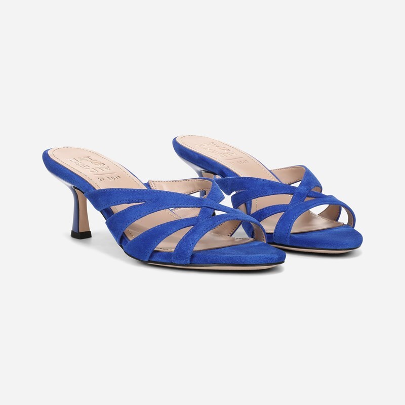 27 EDIT Tuesday Slide Sandals, Photon Blue Suede Leather, 5.0M Slip-On Fit, Open Toe