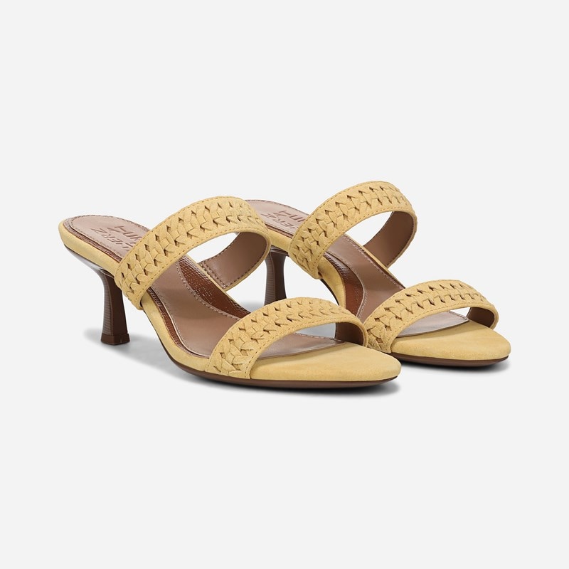 Naturalizer Terra Slide Sandals, Beehive Yellow Suede Leather, 12.0W Slip-On Fit, Open Toe, Slingback Strap
