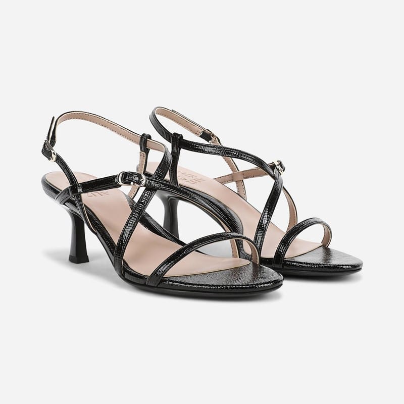 Naturalizer Porter Strappy Sandals, Black Patent Faux Leather, 8.0M Open Toe