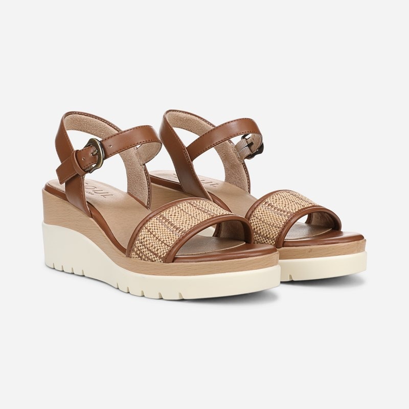 Soul Graciela Wedge Sandals, Natural Brown Faux Raffia, 7.5M Open Toe
