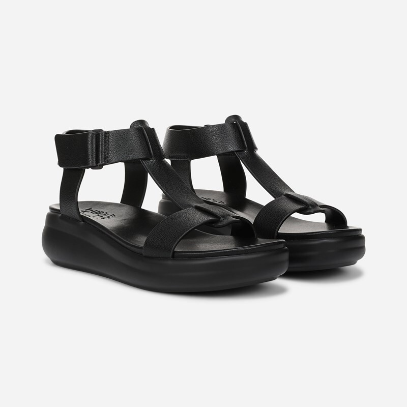 Naturalizer Cersei Wedge Sandal T-Strap Sandals, Black Faux Leather, 12.0W Open Toe