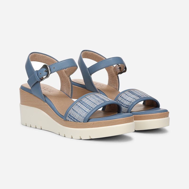 Soul Graciela Wedge Sandals, Blue Faux Raffia, 7.0W Open Toe