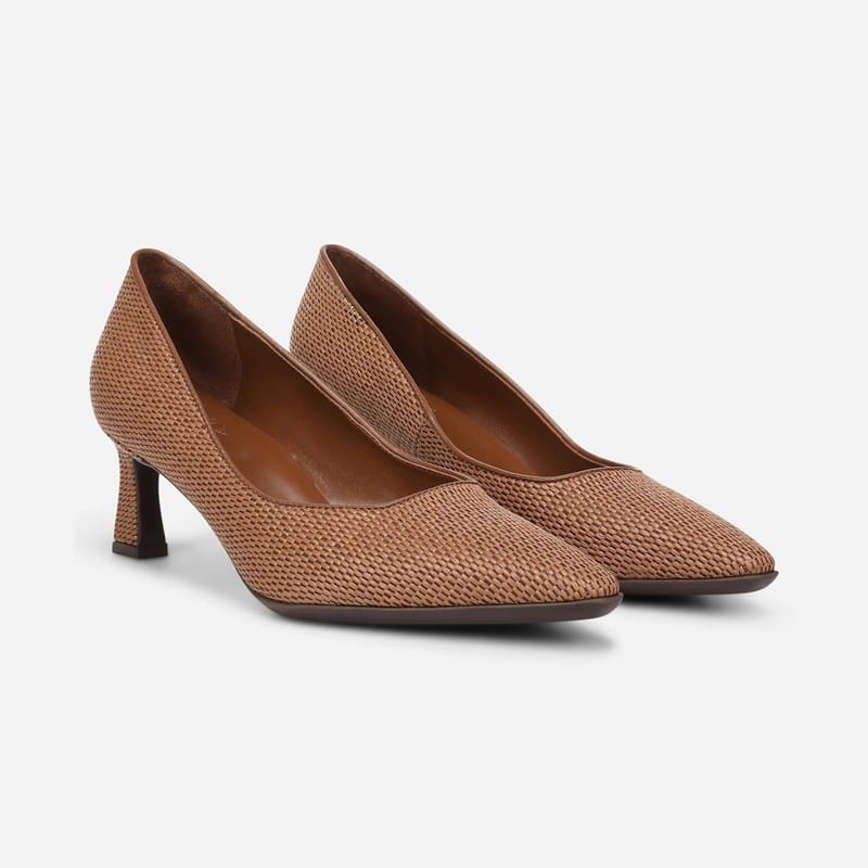 Naturalizer Tylan 2 Dress Pump Shoes, Walnut Brown Faux Raffia, 8.0M Slip