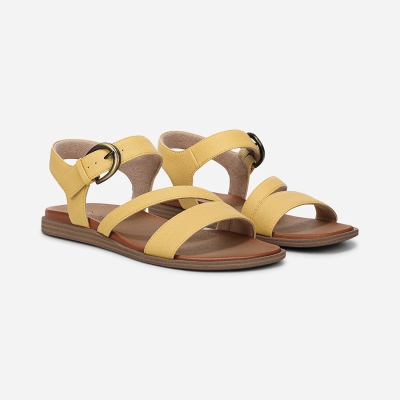 Soul Jayvee Sandals, Beehive Yellow Faux Twill, 6.0M Strappy Style, Open Toe, Antimicrobial Lining