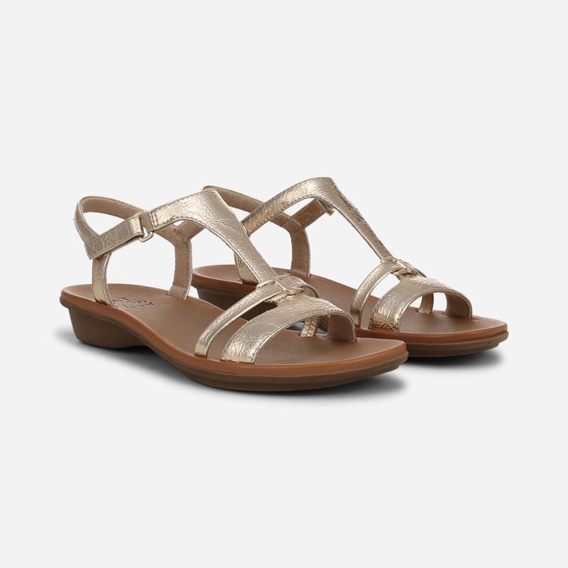 Naturalizer Sofia Strappy Sandals, Champagne Faux Leather, 9.5W Open Toe