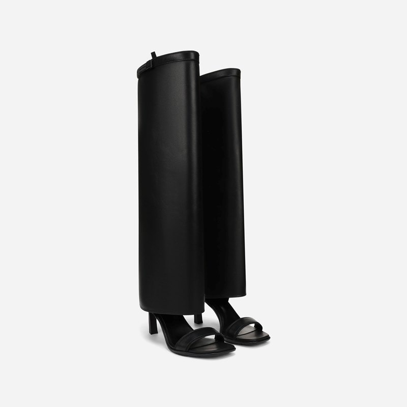 Naturalizer Nova-Shaft Dress Sandal Boots, Black Leather / Fabric, 6.0M