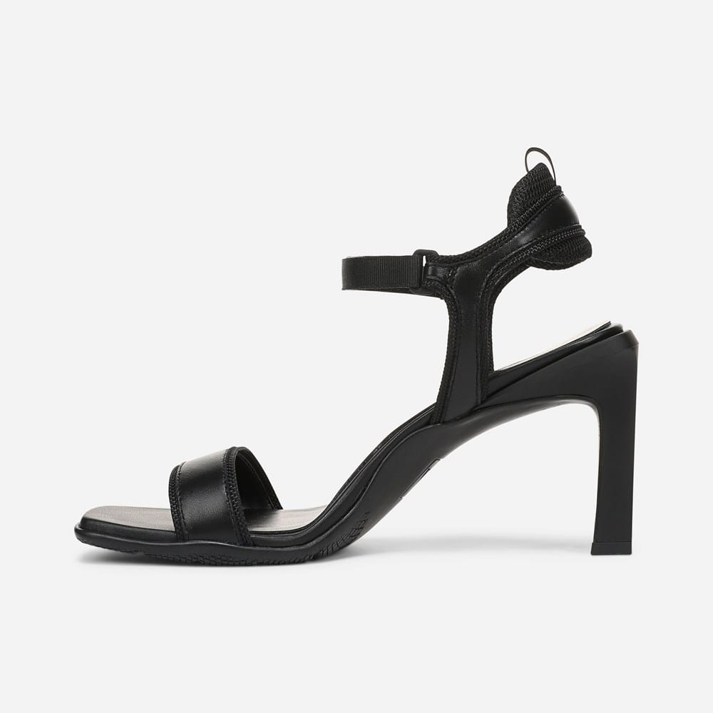 black leather dress sandals DKNY $129 Womens 5.5 M Black Leather Strappy Dress Sandal Ankle Stiletto Heels