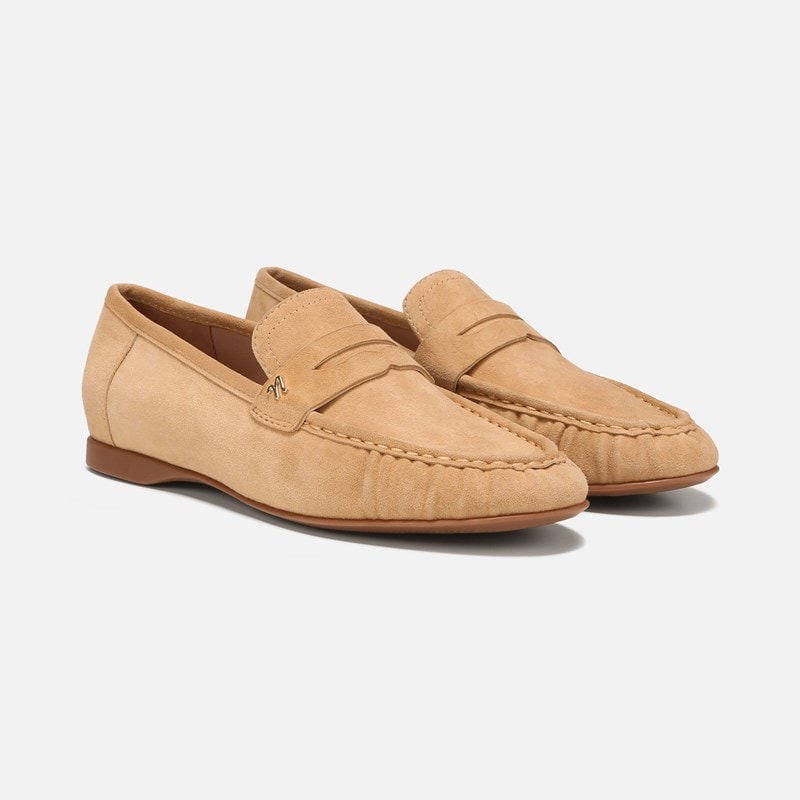 Naturalizer Bloom Loafer Shoes, Dune Dust Tan Suede, 9.0M Slip-On, Round Toe, Block Heels