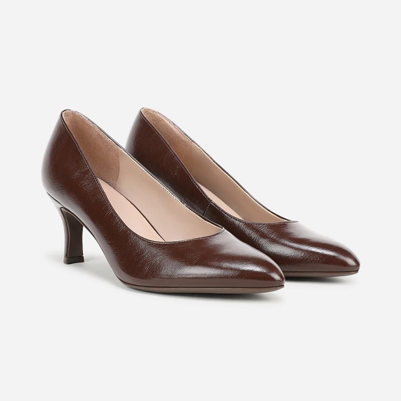 Naturalizer Flora Pump Shoes, Cappuccino Brown Faux Leather Fabric, 11.0W Slip-On