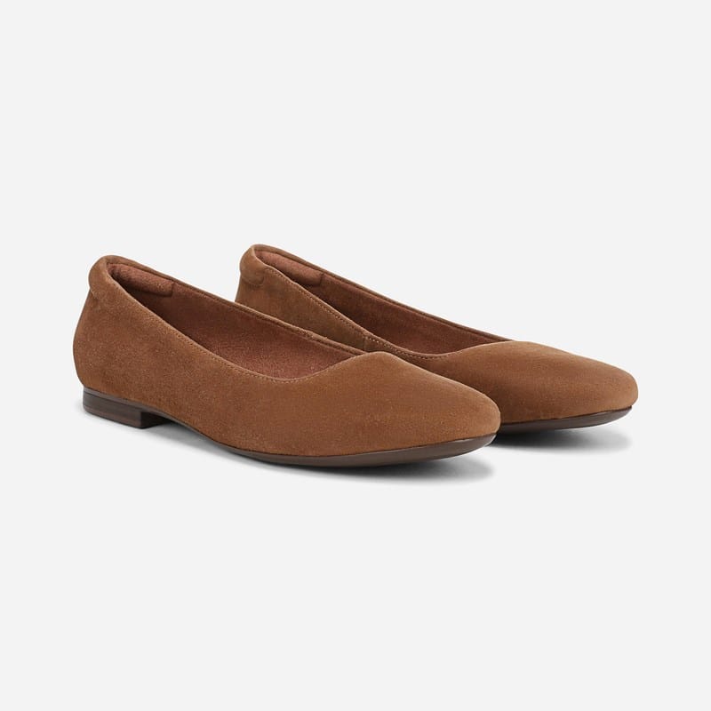 Naturalizer Kelly Ballet Flat Shoes, Dark Chestnut Brown Suede, 9.5M Slip-On Fit