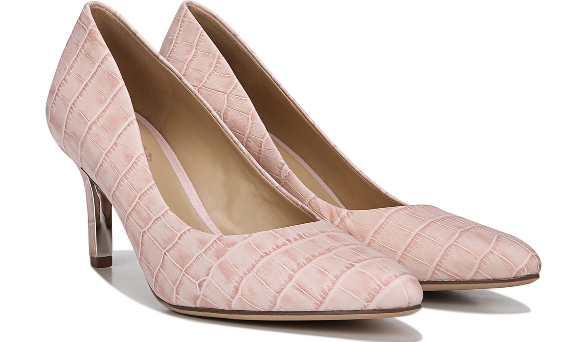 Rose Pink Croco Leather Heels 