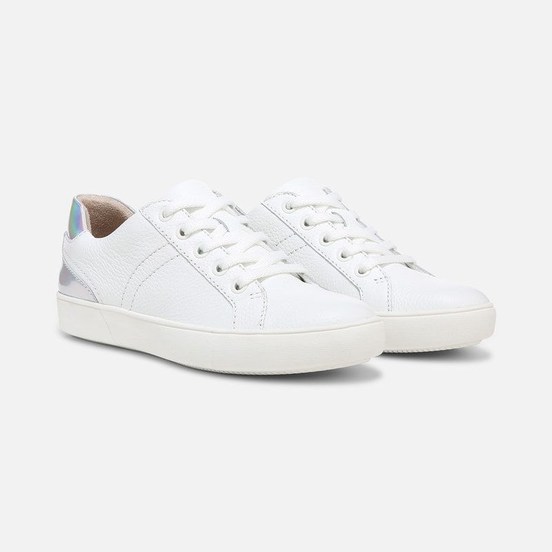 Naturalizer Morrison Sneaker Shoes, White/metallic Leather, 8.5M Lace-Up Style, Round Toe