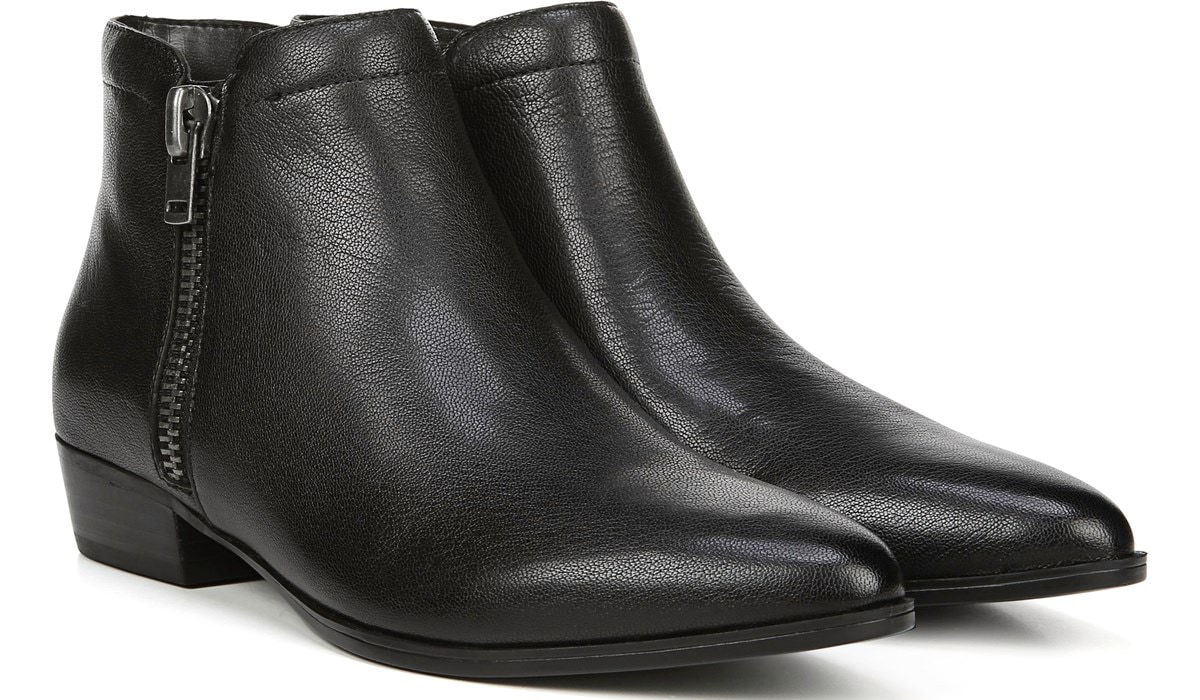 black leather bootie