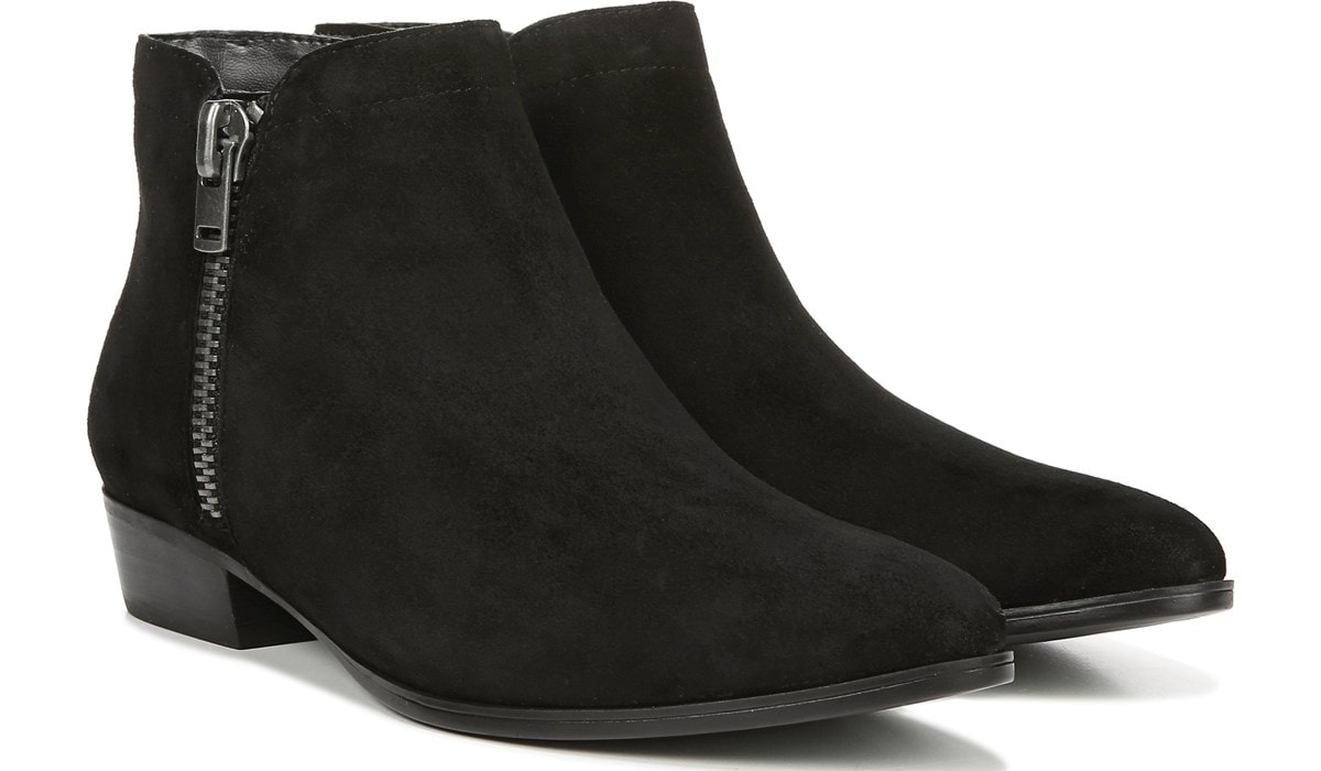 black leather suede boots