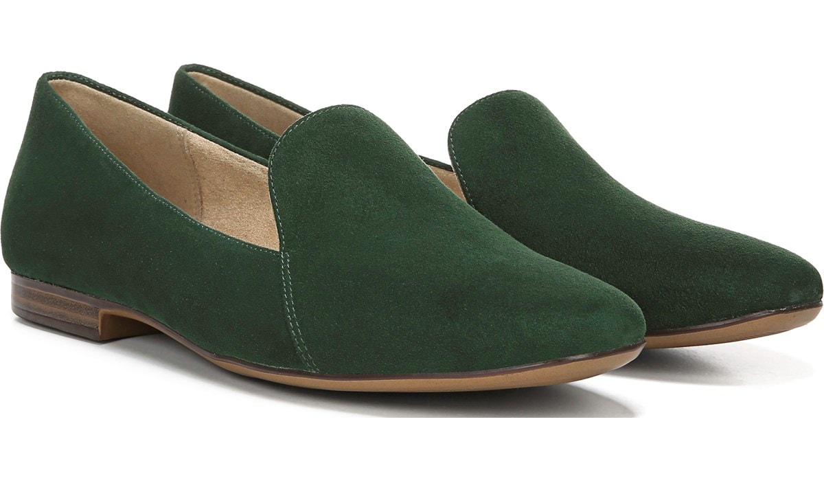 green suede flats