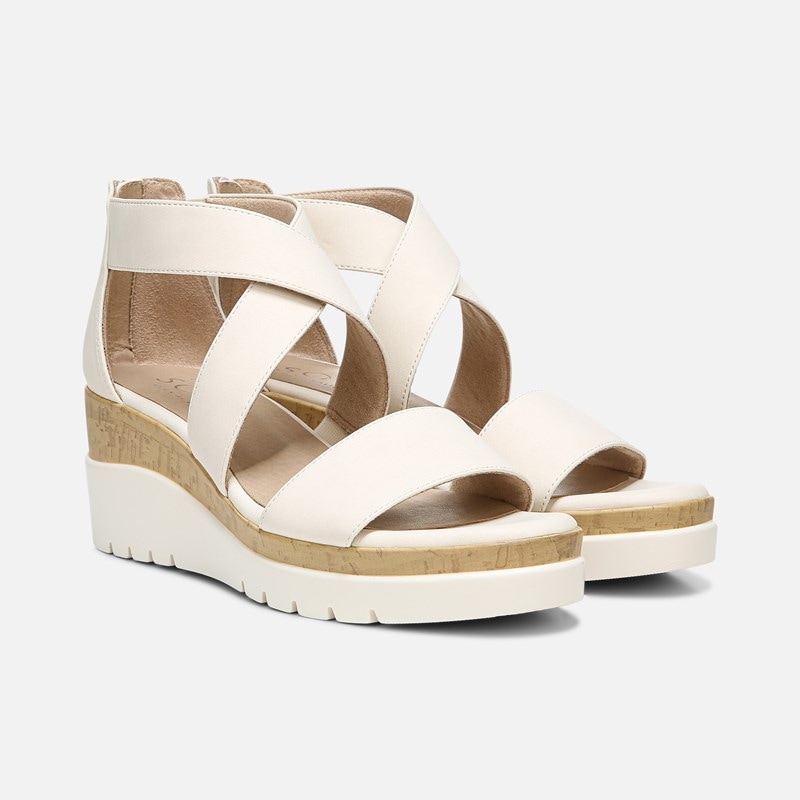 Soul Goodtimes Wedge Sandals, Porcelain Synthetic Fabric, 10.0W Open Toe, Zip Closure