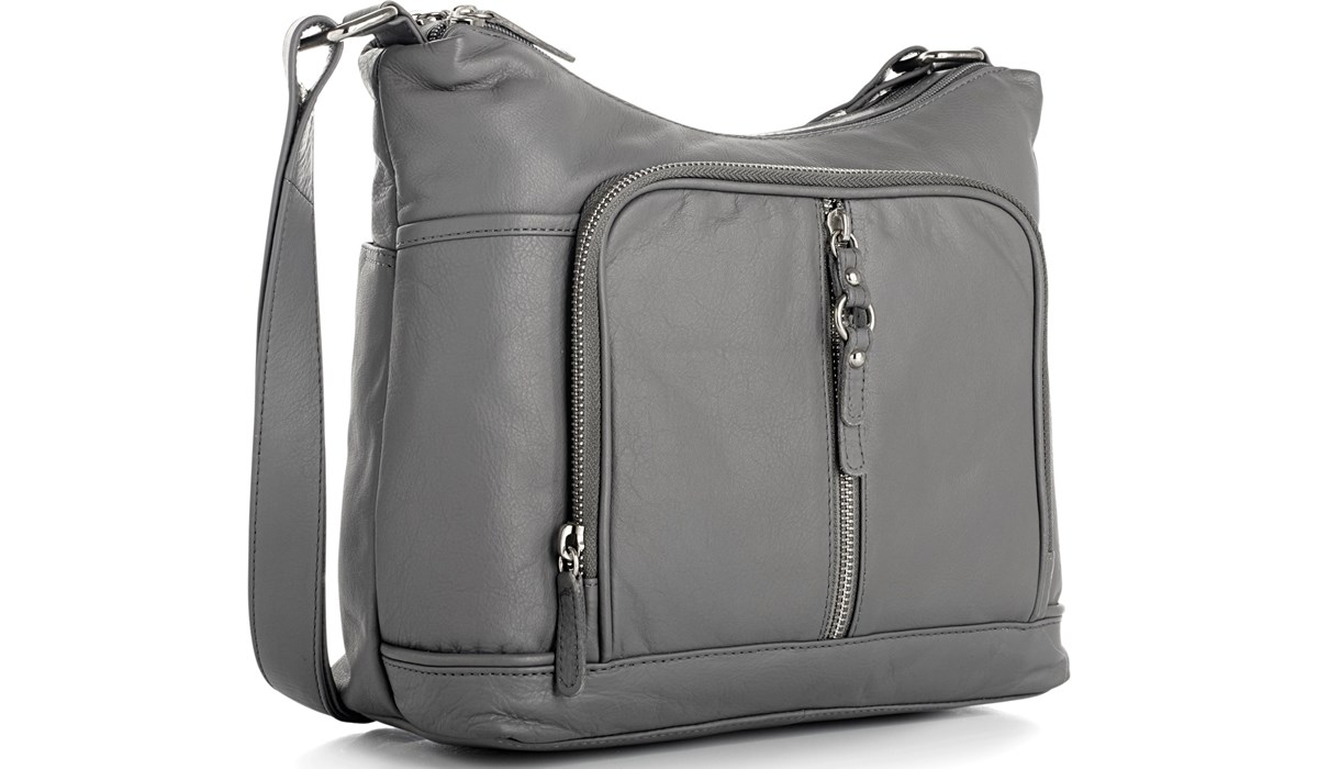 grey leather handbags
