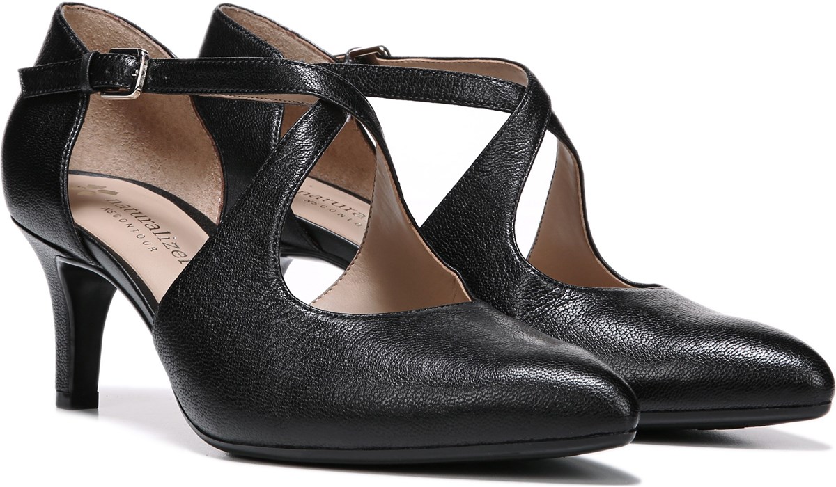 black leather enclosed shoes