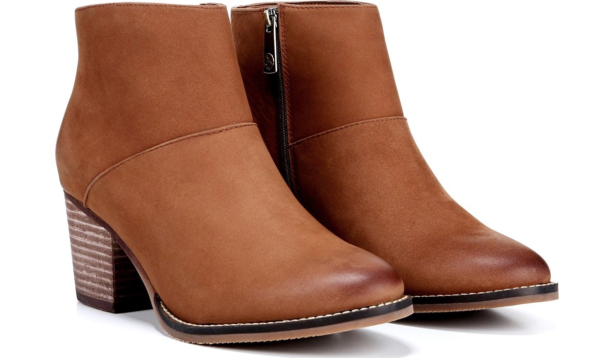 cognac leather ankle booties