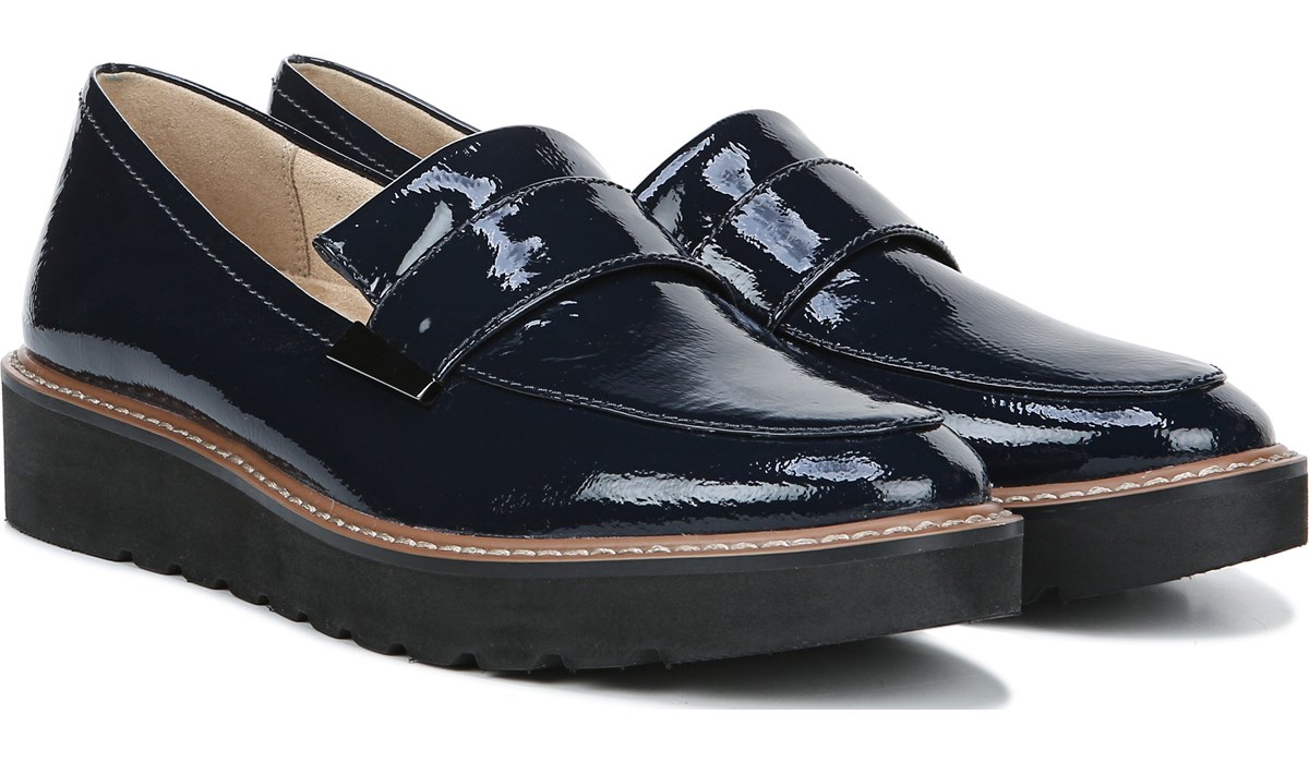navy patent leather flats