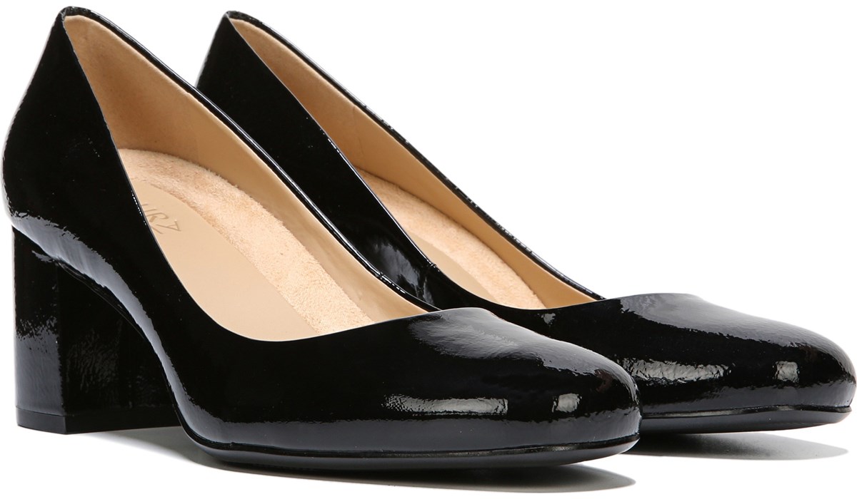 black patent leather heels