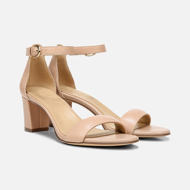 Naturalizer Vera Dress Sandals, Creme Brulee Leather, 9.5W Open Toe, Block Heels
