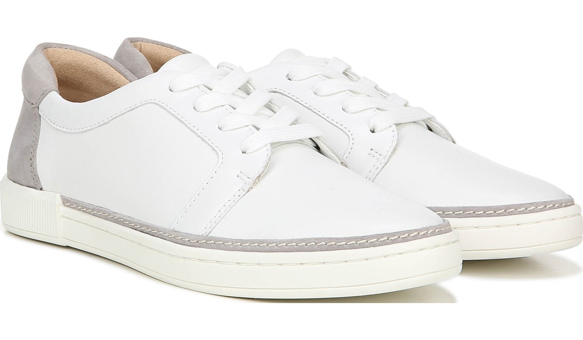 White/Grey Leather/Suede Sneakers 