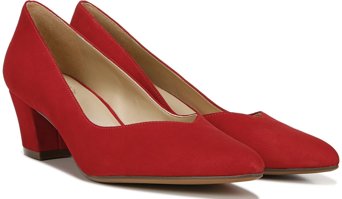 Buy > red suede pump > in stock