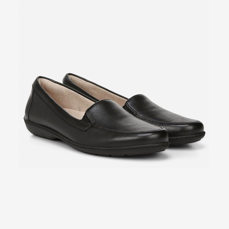 Soul Kacy Flat Shoes, Black Leather, 9.5M Classic Loafers, Round Toe