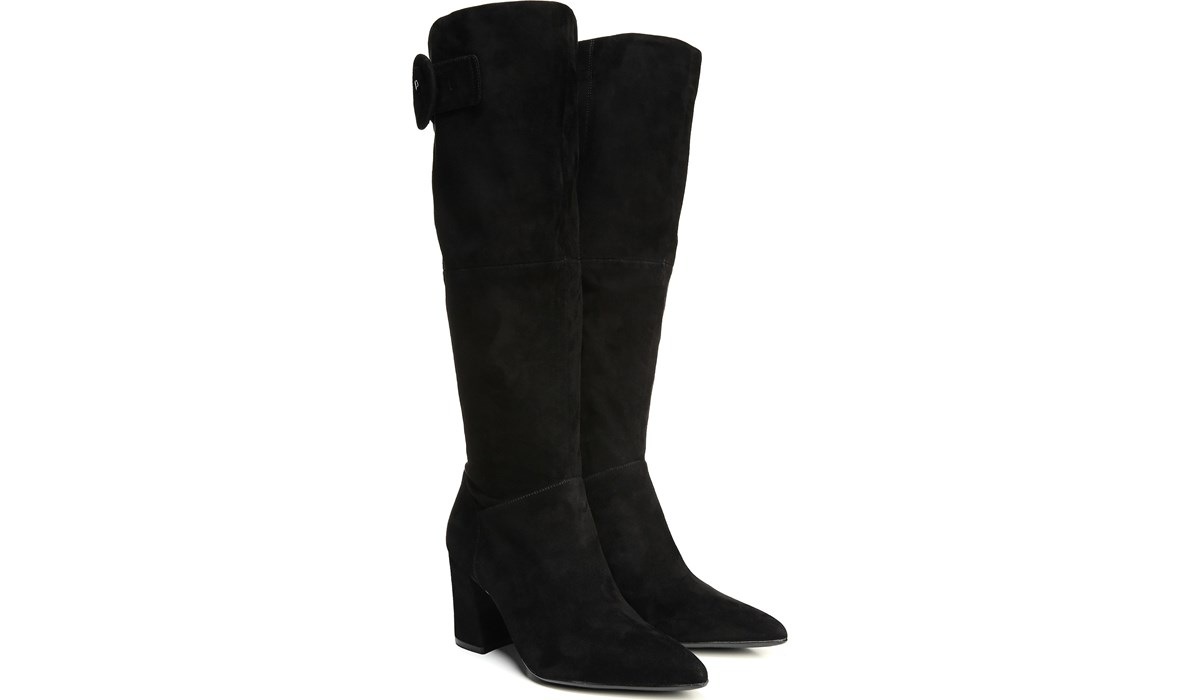 wide calf suede knee boots