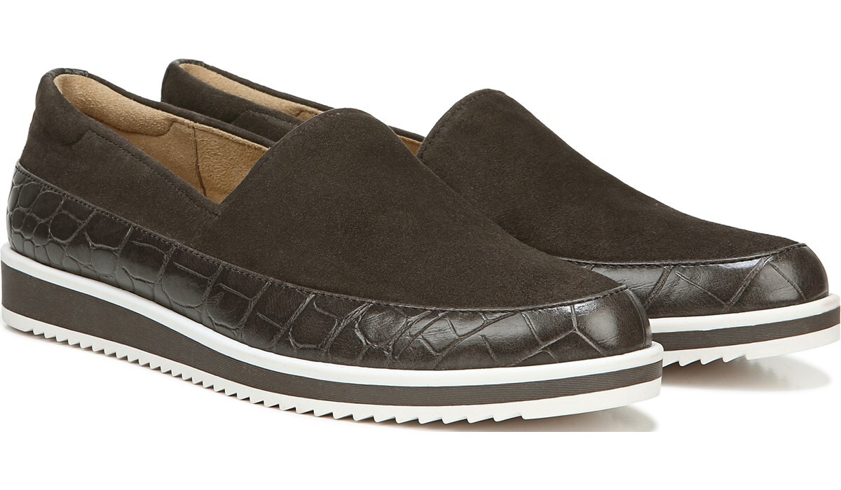 taupe suede slip on sneakers