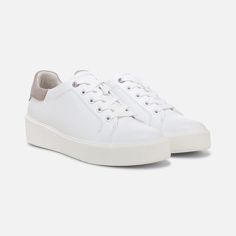 Naturalizer Morrison 2.0 Lace Up Sneaker Shoes, White/turtledove Leather, 9.5M Round Toe, Platform Heel