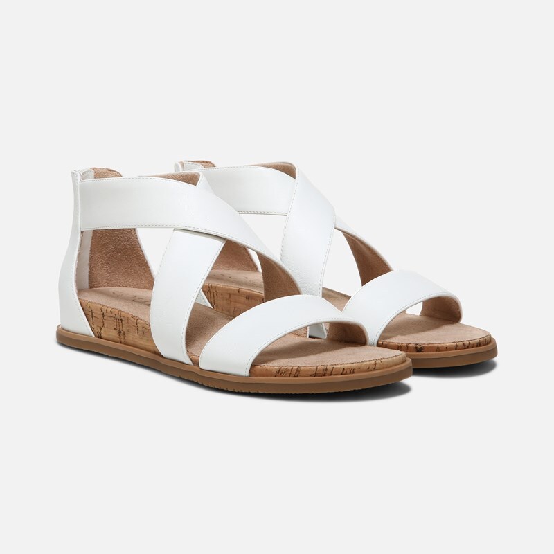 Soul Cindi Sandal Wedge Sandals, White Synthetic, 9.0W Strappy Style, Round Toe, Zip Closure