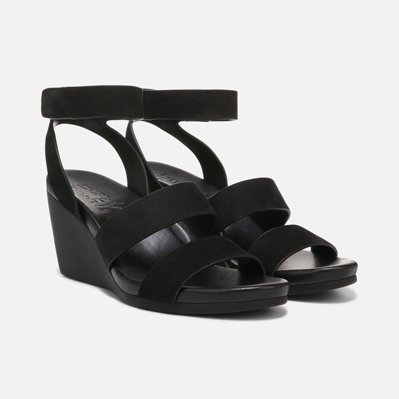 Naturalizer Ignite Wedge Sandals, Black Synthetic, 9.0W Open Toe