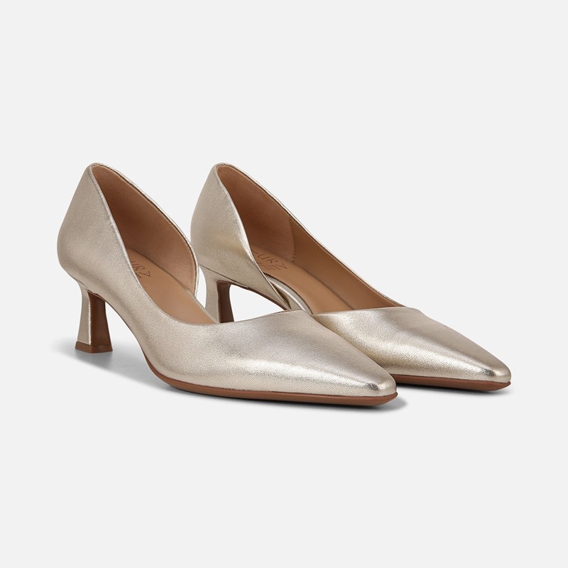 Naturalizer Dalary Pump Shoes, Champagne Leather, 6.5M Dress Heels, Pointed Toe, Non-Slip Outsole